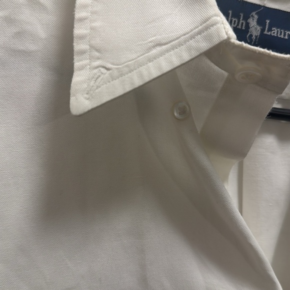 Crispy White Polo Ralph Lauren 100% Cotton Buttondown sz L - Picture 4 of 5